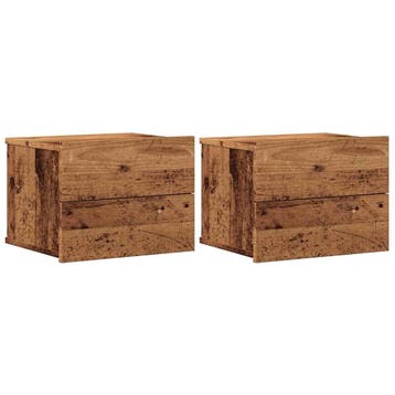 vidaXL Nachtkastjes 2 st wandgemonteerd 40x32x30 cm oud, Verzenden, Nieuw, Hout