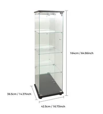 Glazen Vitrinekast met LED en Slot – 1 Deur, 4 Niveaus, Huis en Inrichting, Kasten | Vitrinekasten, Verzenden, Nieuw