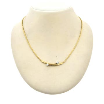 Gouden cobraschakel collier met diamant; 0,32 ct. (Ketting), Gebruikt, Ophalen of Verzenden, Met edelsteen, Goud