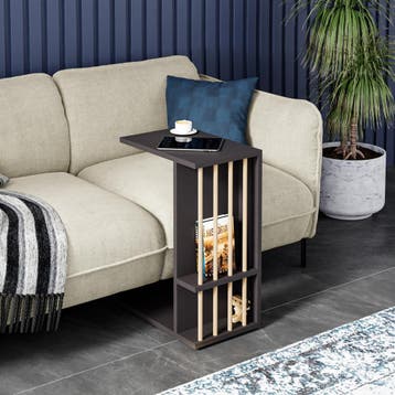 [en.casa] Bijzettafel Siikainen laptoptafel op wielen 44x29x, Huis en Inrichting, Tafels | Bijzettafels, Verzenden, Nieuw