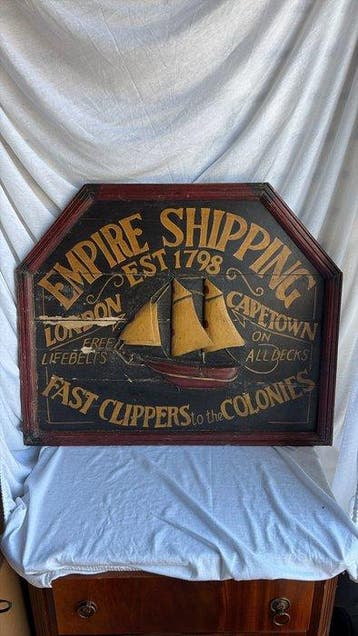 Empire Shipping – maritiem houten reclamebord – zeilschip –