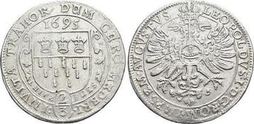 2/3 taler, daalder(gulden) 1695 Pn Koeln-freie Reichsstadt, Verzenden