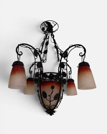 Charles Schneider Signé c.1920 - Grand Lustre Art Déco 5, Antiek en Kunst