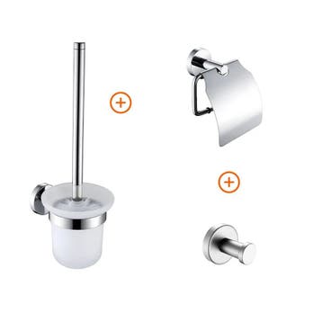 Toilet accessoires set chroom rond, Verzenden, Nieuw