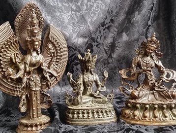 Chenrezig, Nagyelma y Vajrasatva - Metaal - Nepal (Zonder