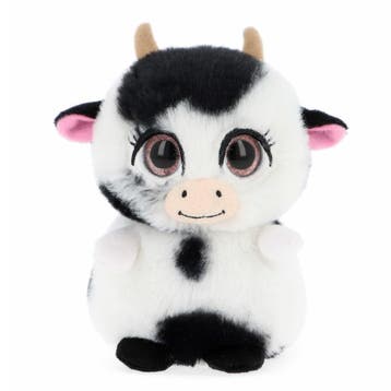 Kleine koe knuffel - pluche - wit/zwart - 14 cm, Verzenden, Nieuw