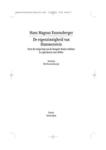 De eigenzinnigheid van Hammerstein, Ophalen of Verzenden, Nieuw