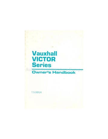 1971 VAUXHALL VICTOR INSTRUCTIEBOEKJE ENGELS