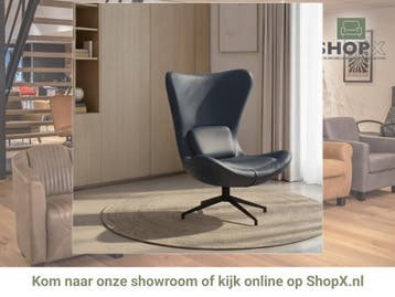 Leren draaifauteuil Soul - Toledo Marine (blauw) - Stervoet, Bohemian, Modern, Scandinavisch, Nieuw, Ophalen of Verzenden, 75 tot 100 cm