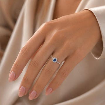 Zonder minimumprijs - Ring Verguld Saffier - 18kt, Nieuw
