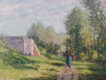 Henri Deglume ( 1846-1940 ) - Landschap met wandelend