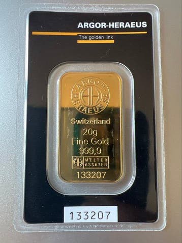 20 gram - Goud .999 - Argor-Heraeus, Switzerland - Verzegeld