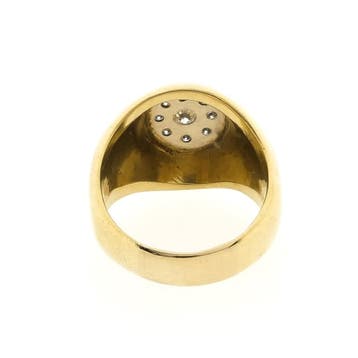 Gouden ovale zegelring met diamanten; 0,57 ct., Gebruikt, 20 of groter, Ophalen of Verzenden, Dame of Heer