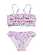 HEMA Kinderbikini bloemen ruffels lila, Verzenden, Nieuw