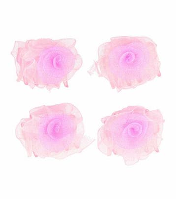 Haarspeld Haarklemmen 3cm – Roos Bloem – Chiffon Stof – Roze, Nieuw