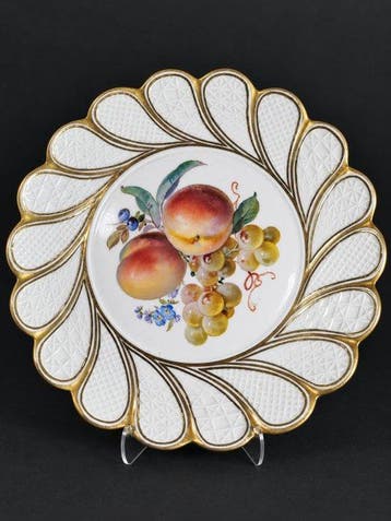 Meissen piatto decorato frutta e fiore Diametro 29 cm -