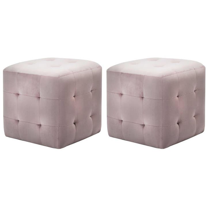 vidaXL Poef 2 st 30x30x30 cm fluweel roze, Huis en Inrichting, Banken | Voetenbanken en Poefen, Nieuw, Verzenden