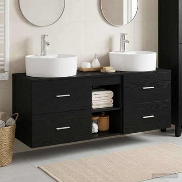 vidaXL Badkamerkastenset 3 st Zwart 49,5 x 44,5 x 65 cm, Verzenden, Nieuw