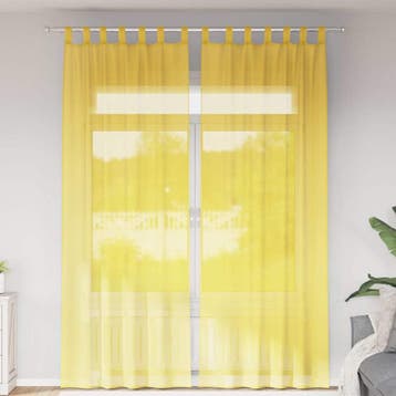 vidaXL Gordijnen met lussen 2 st 140x260 cm geel, Verzenden, Nieuw, Geel
