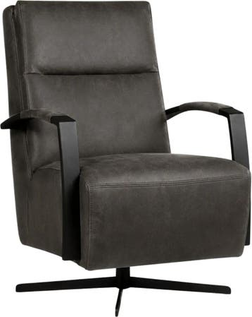 Leren draaifauteuil Award - Kenia Antracite (grijs) -, Nieuw, Ophalen of Verzenden, 50 tot 75 cm, Industrieel, Modern