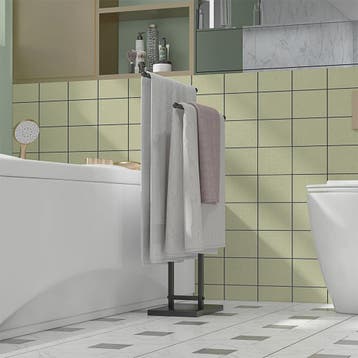 HOMCOM Handdoekhouder met 2 Niveaus - Zwart Metalen Staande, Verzenden, Nieuw