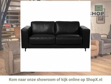Leren bank Clear - 2,5 zits - Granada Black (zwart) - Poten, Huis en Inrichting, Bohemian, Eigentijds, Modern, Retro, Vintage