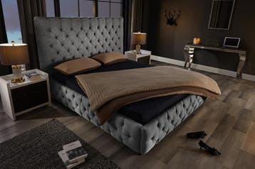 Design bedstee PARIS 180x200cm grijs linnen Chesterfield, Ophalen of Verzenden, Nieuw