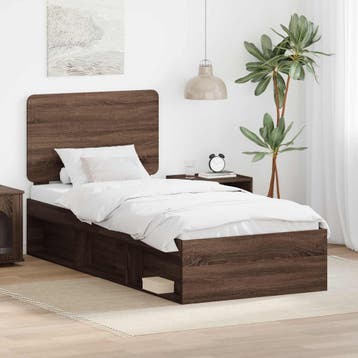 vidaXL Bedframe Bruin Eiken 90 x 200 cm Massief grenenhout, Eenpersoons, Bruin, Verzenden, Nieuw