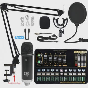 BM900 Microfoon Set met Soundcard & Bluetooth 5.0 voor Live, Verzenden, Nieuw