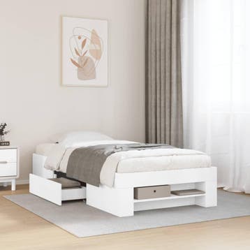 vidaXL Bedframe bewerkt hout wit 90x200 cm, 90 cm, Eenpersoons, Verzenden, Wit