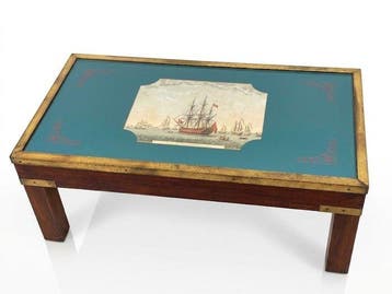 Campaign (Militaire) Koffietafel met Maritieme Gravure