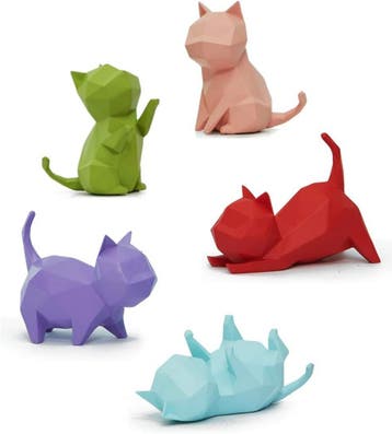 Kattenbeeldjes 5st - Modern Design | Retourdeal 40% Korting, Verzamelen, Beelden en Beeldjes, Ophalen of Verzenden, Zo goed als nieuw