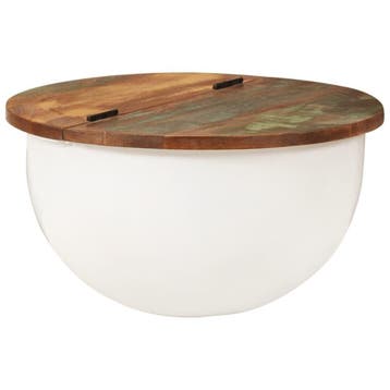 Industriele Salontafel | Wit/Hout | Nu 34% Korting, Minder dan 50 cm, Rond, Minder dan 50 cm, Ophalen of Verzenden