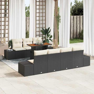 vidaXL Tuin Sofa Set met opslag 8 pcs Zwart Poly riet, Verzenden, Nieuw, Rotan, 8 zitplaatsen