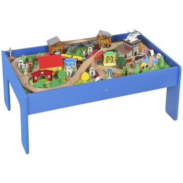 TRUUSK Houten Treinset 108-delig - Met Afneembaar Tafelblad, Verzenden, Nieuw