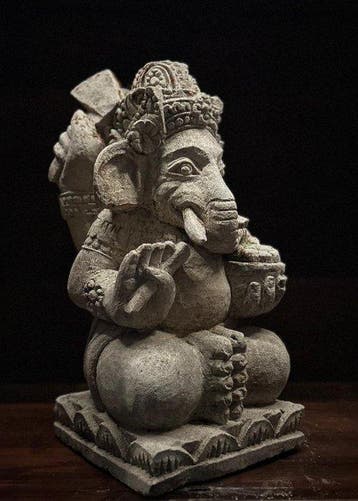 Statua di Ganesh in Pietra antica – Bali – H 42cm - Beeld -, Antiek en Kunst