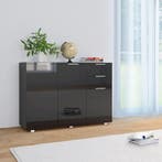 vidaXL Dressoir 107x35x80,5 cm hoogglans zwart, 100 tot 150 cm, Verzenden, Nieuw, 25 tot 50 cm