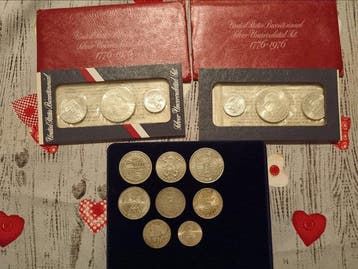 Wereld. Vendo stupendo lotto 14 monete e medaglie dargento,