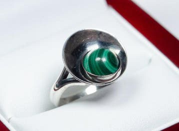 Zonder minimumprijs - Ring - 925 zilver - malachiet - Nils, Nieuw