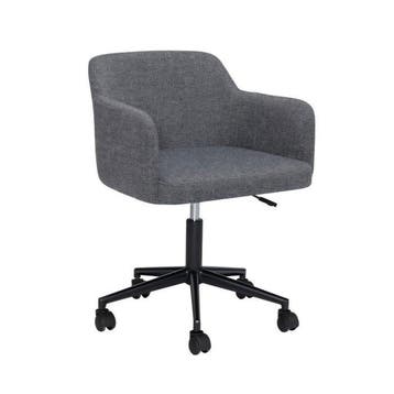 Hübsch - Bureaustoel - Rest - Donkergrijs - Polyester, Staal