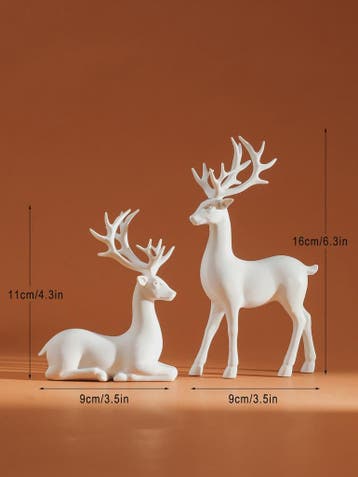 Set van 2 Kerst Herten Decoratie Beeldjes - Rustiek Tafeldec, Verzenden, Nieuw