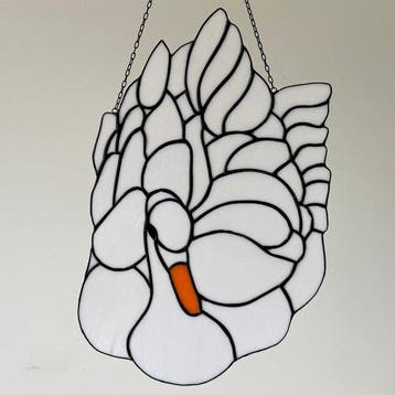 Glas-in-loodraam - Stained-glass window hanger Zwaan -
