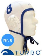 Turbo Waterpolo cap wit nummer 8 New Gen (luchtdoorlaten..., Nieuw