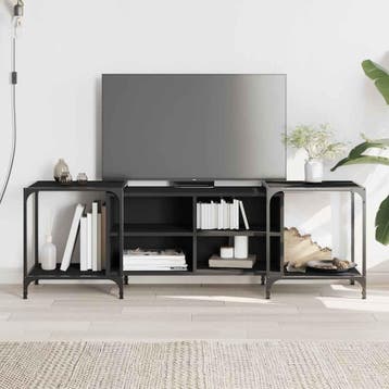 vidaXL Tv-meubel 153x37x50 cm bewerkt hout zwart, Verzenden, 150 tot 200 cm, Nieuw, Minder dan 100 cm