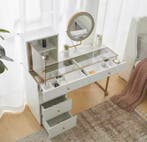 Kaptafel LED-Spiegel met Glazen Blad en Kast – 120 cm, Verzenden, Nieuw