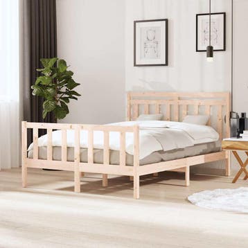 vidaXL Bedframe massief hout 140x200 cm, Bruin, Verzenden, 140 cm, 200 cm