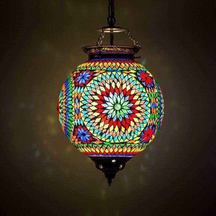 Veelkleurige oosterse hanglamp mozaïek, Aziza, Huis en Inrichting, Lampen | Hanglampen, Nieuw, Overige materialen, 75 cm of meer
