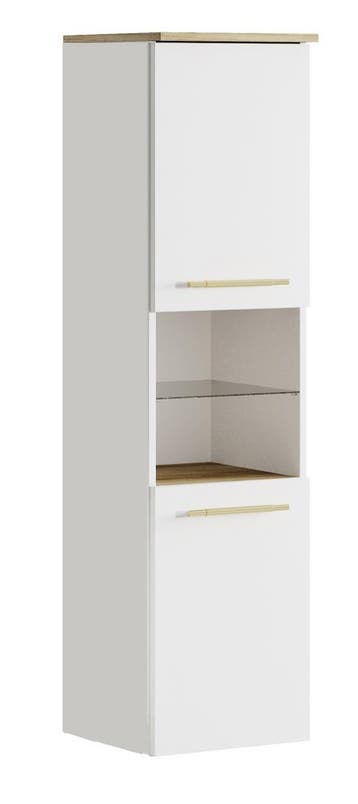 Badplaats Badkamerkast Bravos 133 cm - Wit met Eiken, Verzenden, Nieuw, (Half)hoge kast