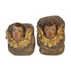 Reliëf, Querubines - 36 cm - Hout, Antiek en Kunst