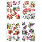 3D vellen, bloemen en vlinders, vel 21x30 cm, 4 vel/ 1 doos, Nieuw